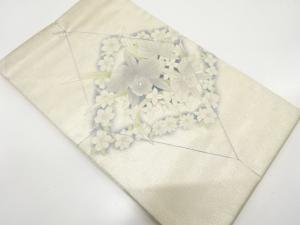 未使用品　相良刺繍　草花に蘭模様　名古屋帯